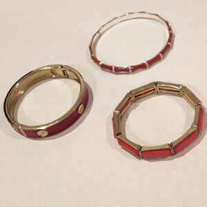 Charming Charlie - Pink Bracelet Set – 3 Piece Stack (2 Bangles + Stretch)